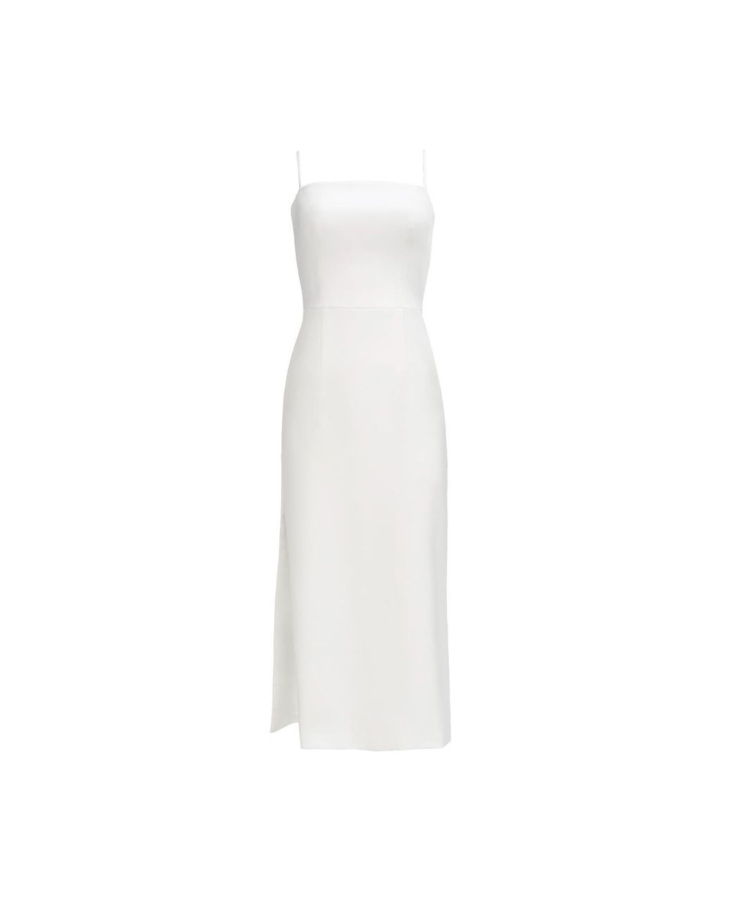Nomi Fame White Amara Crepe Satin Midi Dress With Adjustable Straps