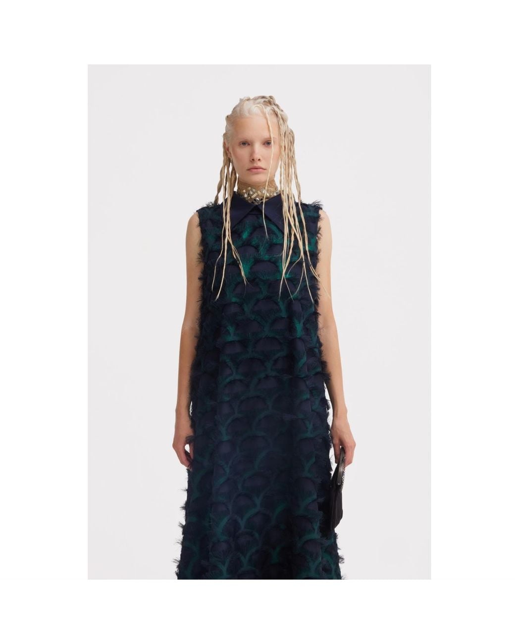 Julia Allert Black Evening Gown A-line Maxi Dress With Fleecy Decor