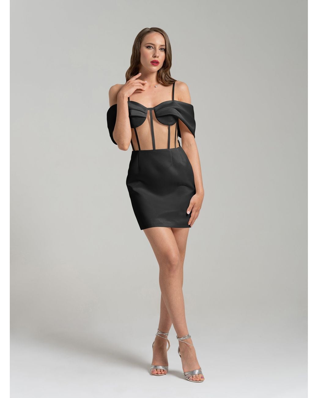 Tia Dorraine Black Belle Of The Ball Satin Mini Dress