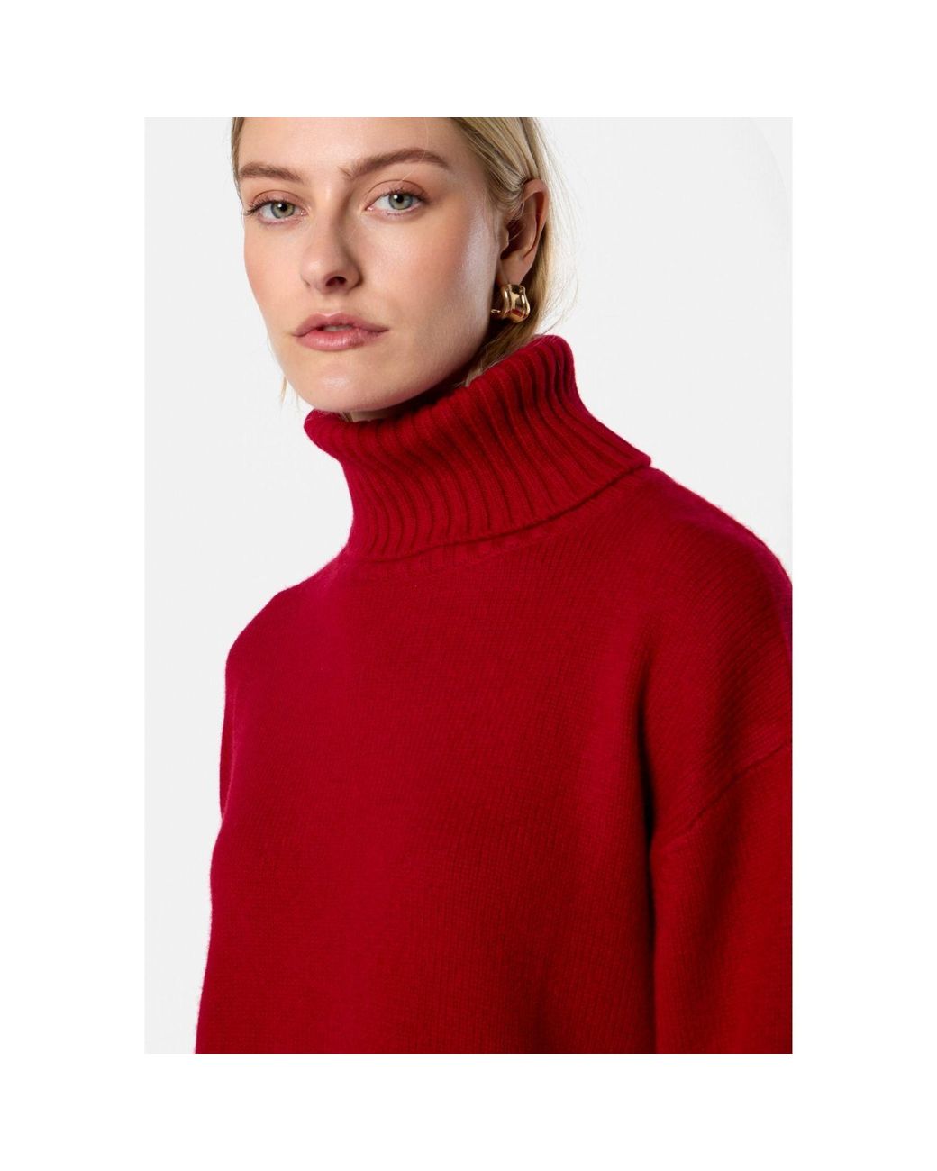 Helen Mcalinden Red Carol Chunky Ruby Cashmere Roll-Neck Sweater
