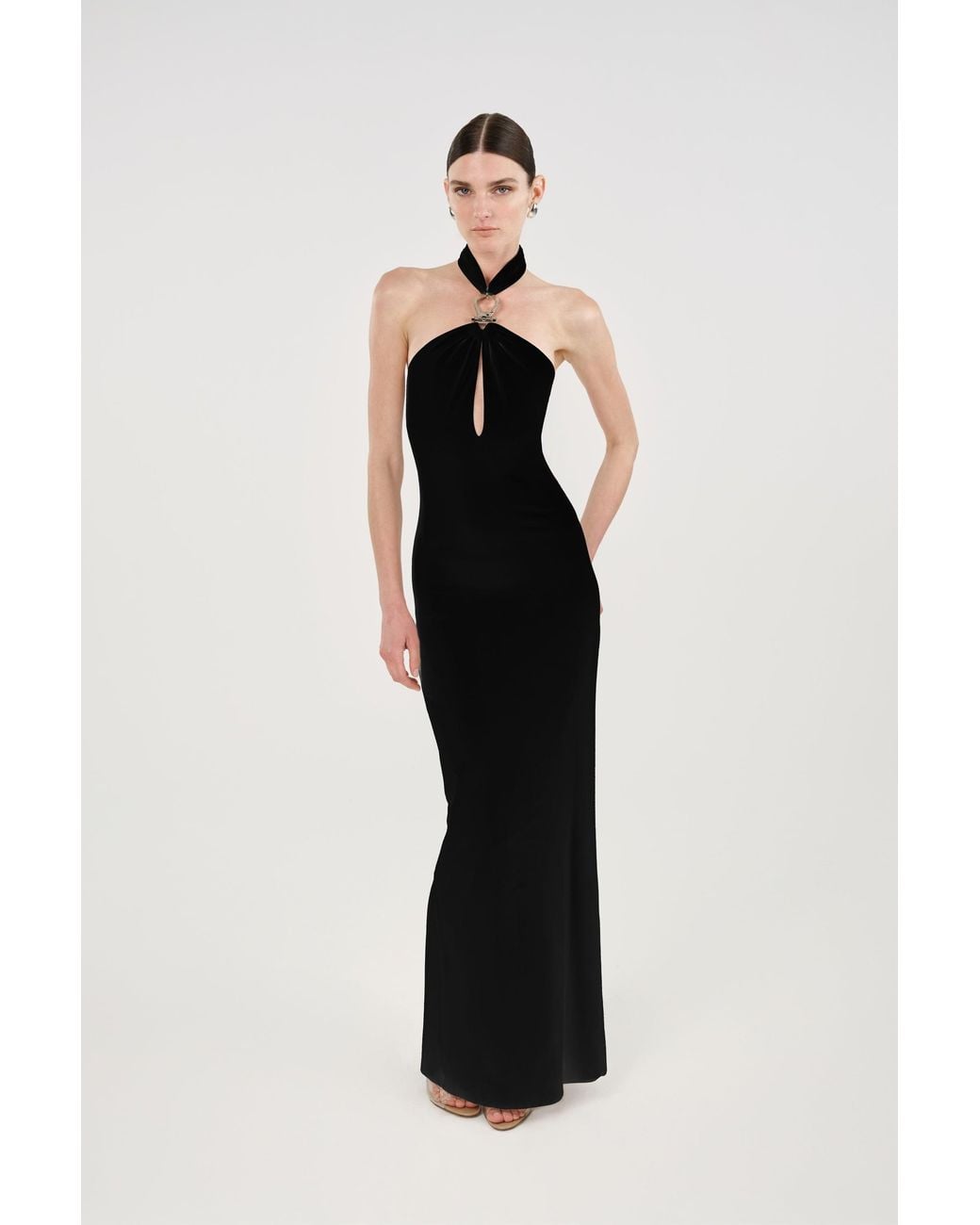 Nocturne Black Cut-Out Detail Embellished Maxi Dress