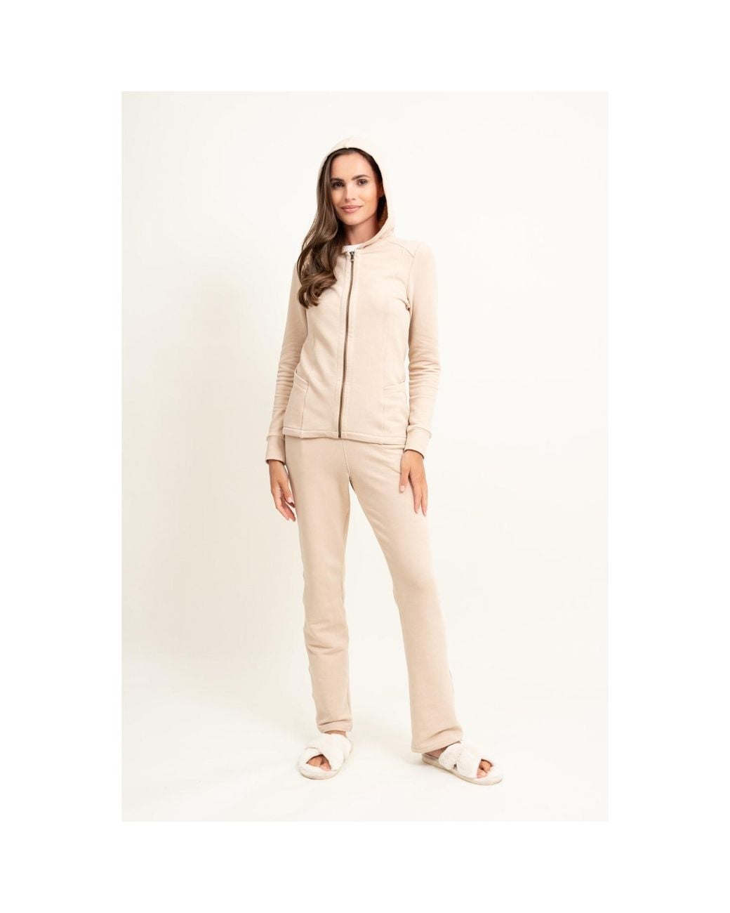 Oh!Zuza Pink Neutrals Hooded Zip-Up Cotton Sweatshirt