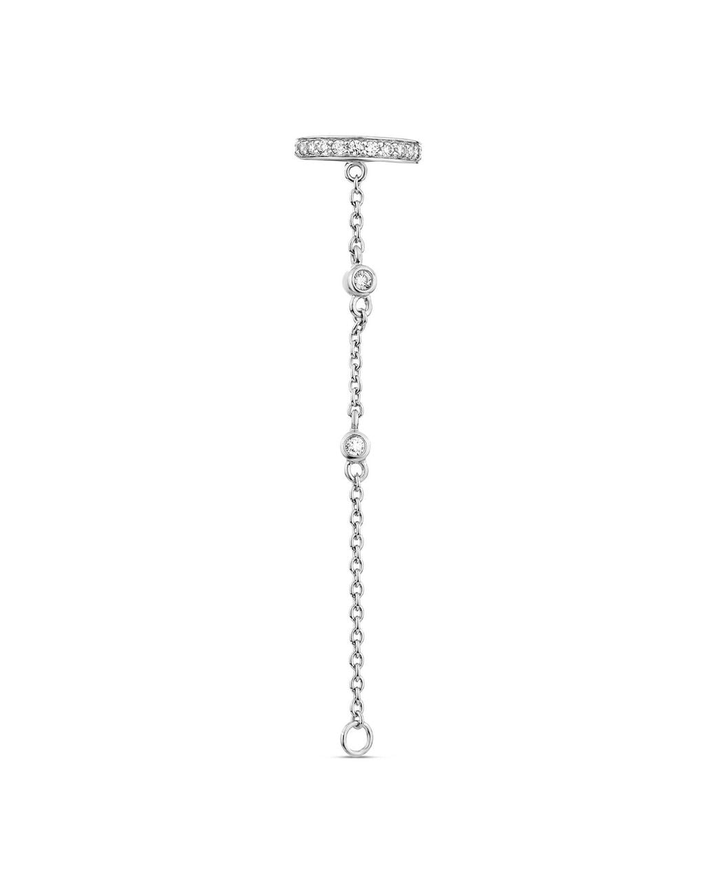 SALLY SKOUFIS White Edge Chain Ear Cuff With Made Diamonds