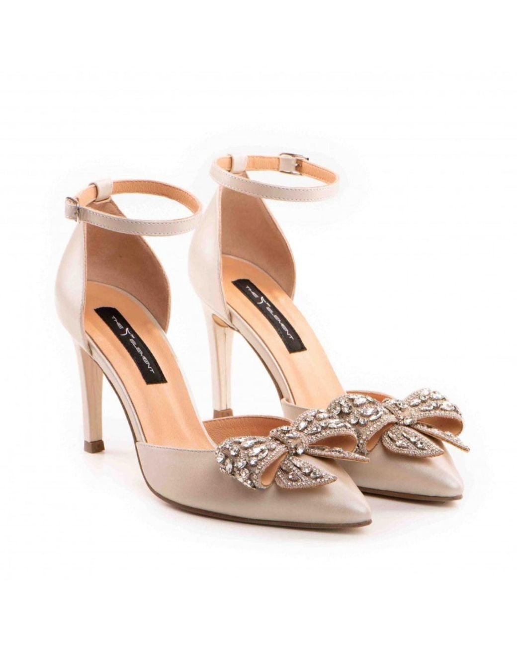 The 5Th Element Pink Neutrals Pearl Ivory Crystal Bow Stiletto