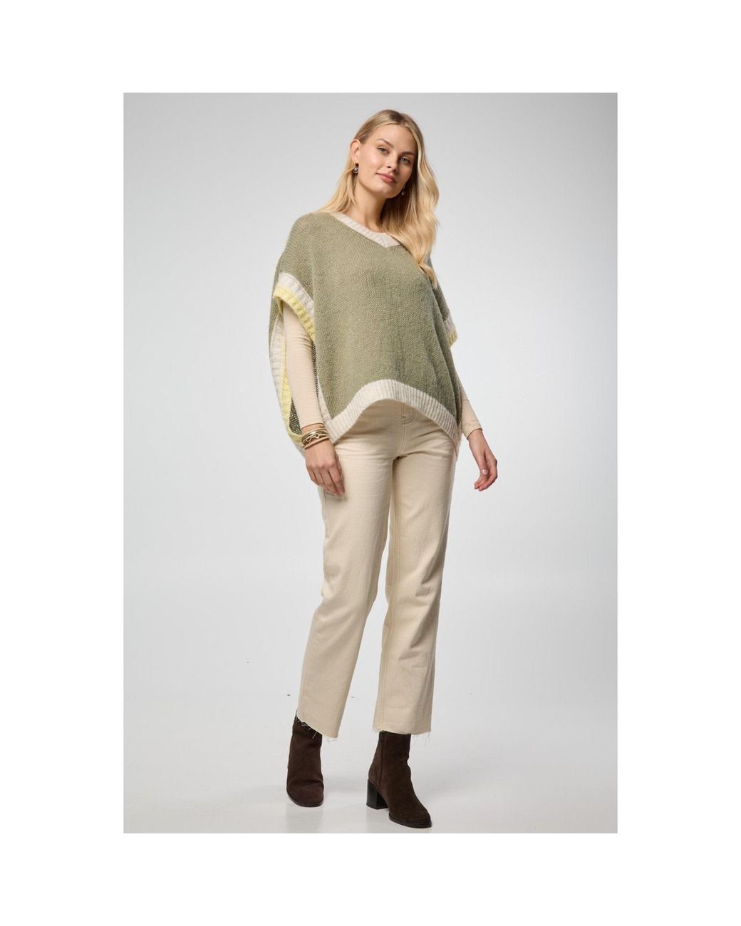 Saachi Green Colorblock Knit Moss Sweater Vest