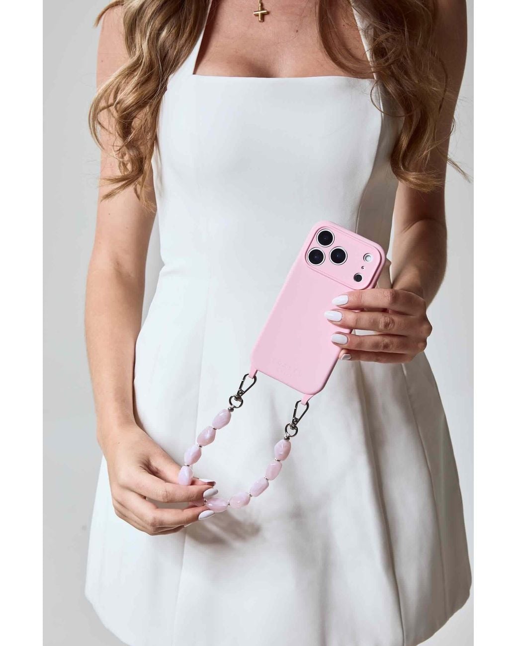 Cordée Cases White Aurelia Phone Chain Set Blush