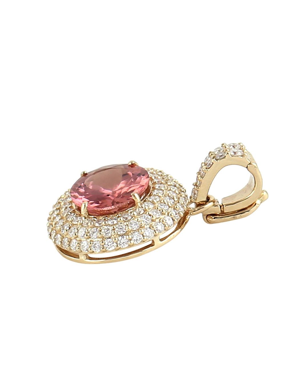 Artisan Pink Tourmaline & Diamond Halo Pendant