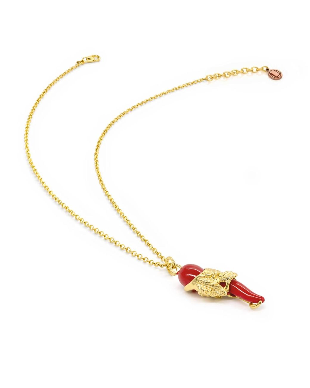 Unaloe Metallic Plated Sterling Cornicello Leaf Pendant Necklace for men
