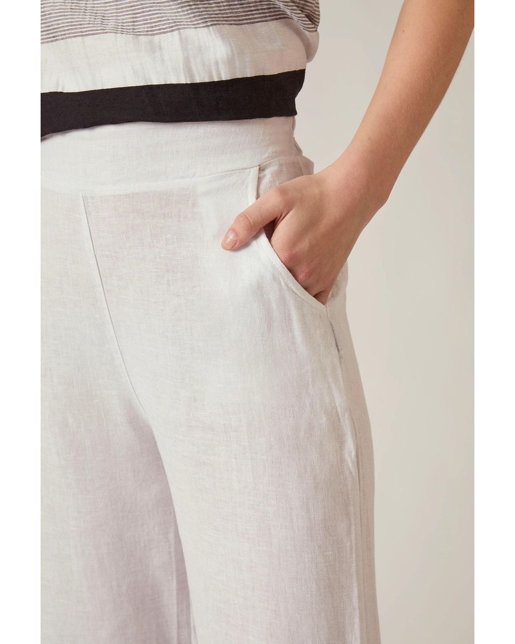 James Lakeland White Relaxed Linen Trousers