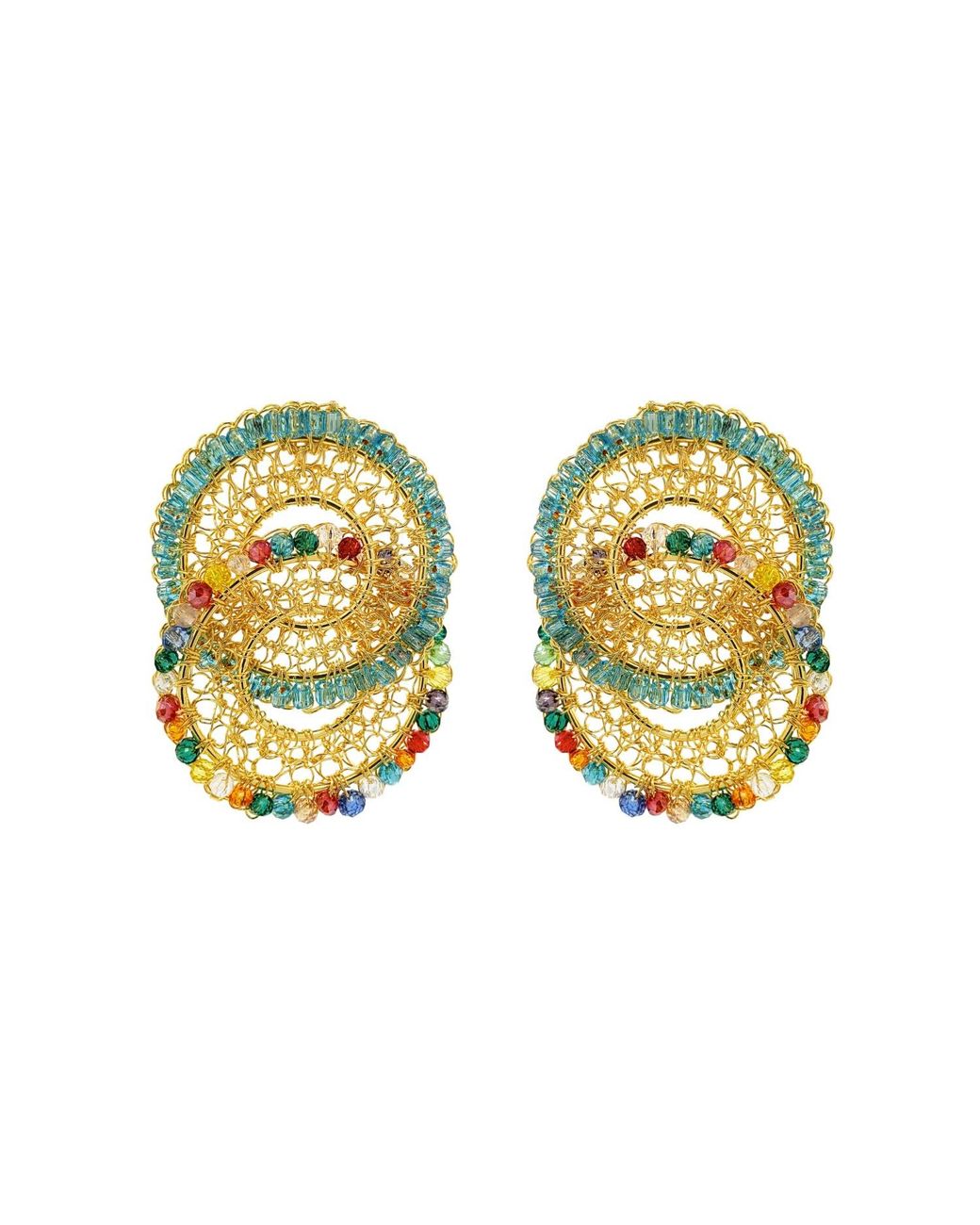 Lavish by Tricia Milaneze Yellow Multi & Minerva Duo Handmade Crochet Earrings