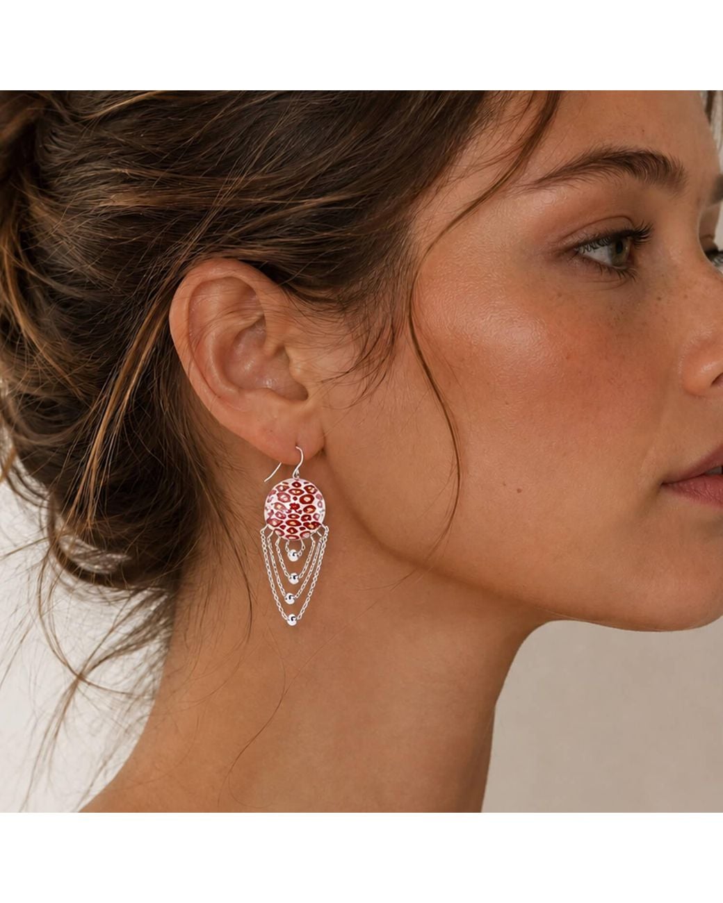 Gold & Honey White Leopard Drop Earring