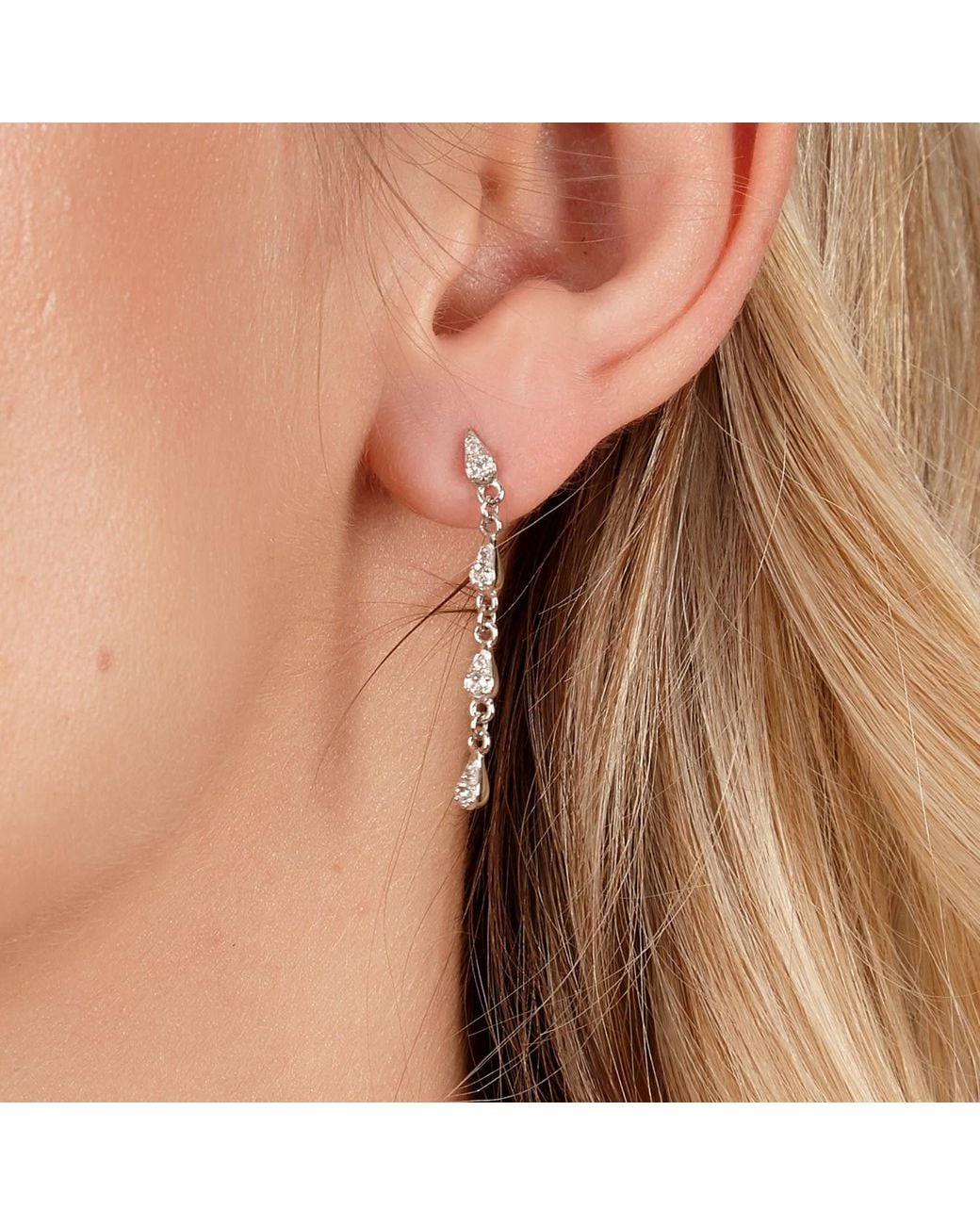 Lucy Quartermaine Metallic Solid Sterling Skinny Drip Drop Earrings With Topaz