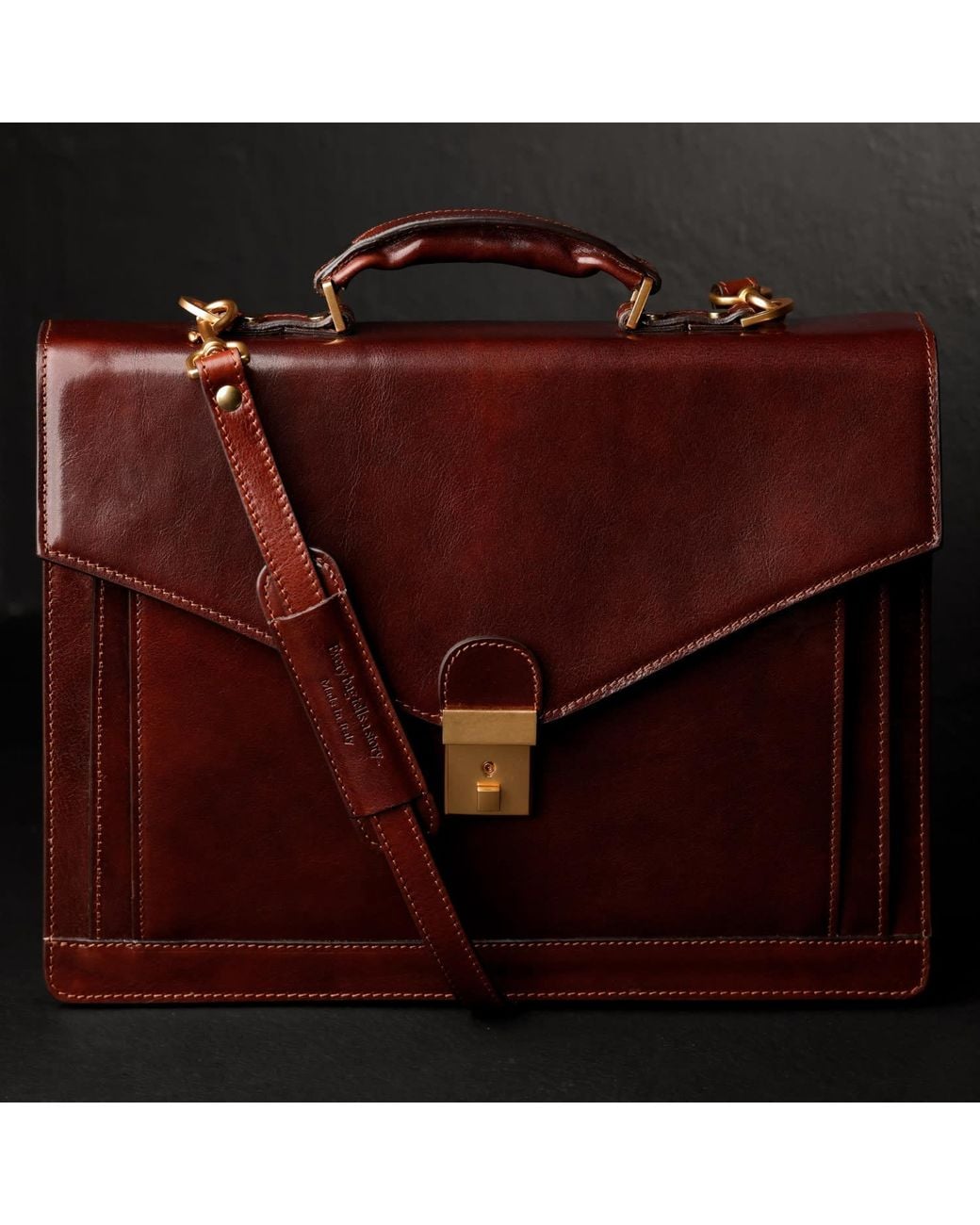 Time Resistance Brown Classic Design Leather Briefcase for men