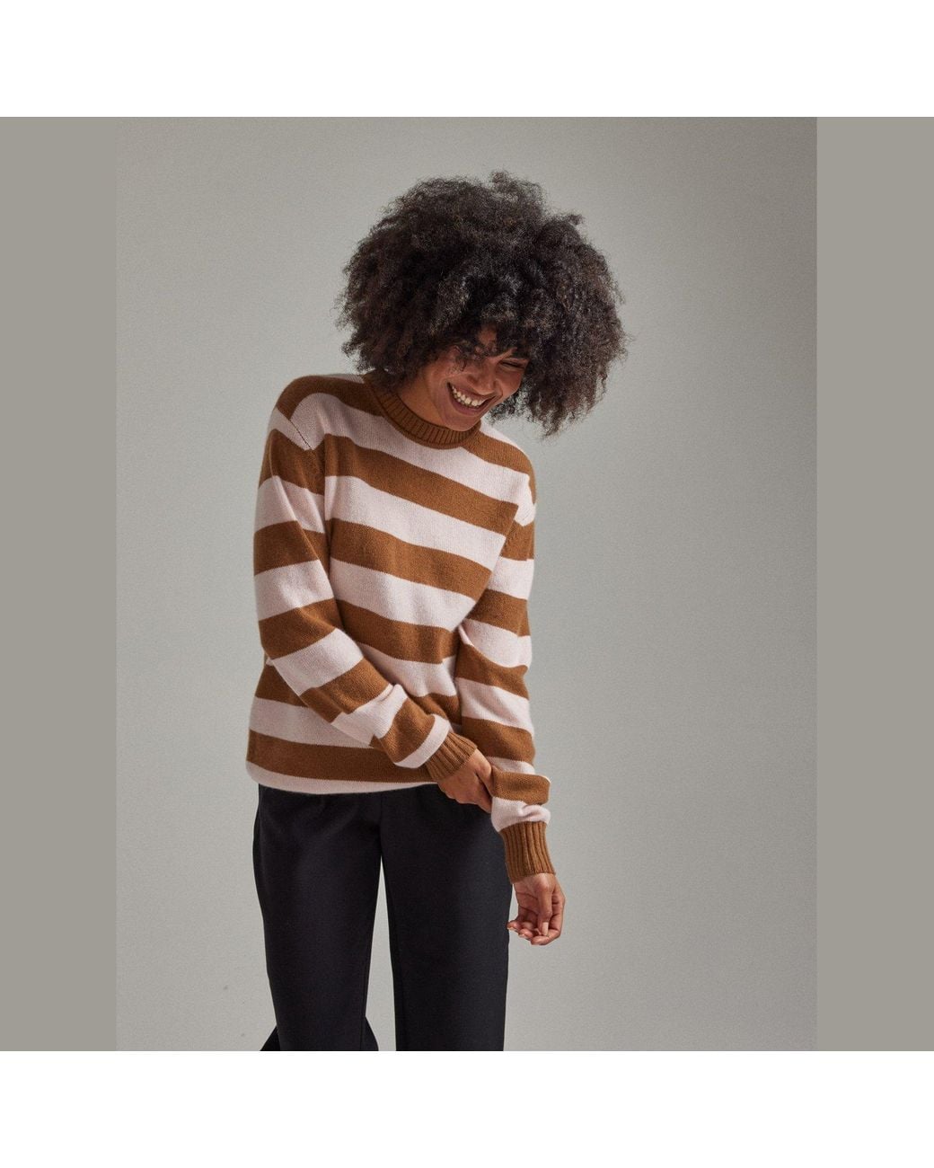 Salts Cashmere Brown Lofty Knit Crew Neck Sweater