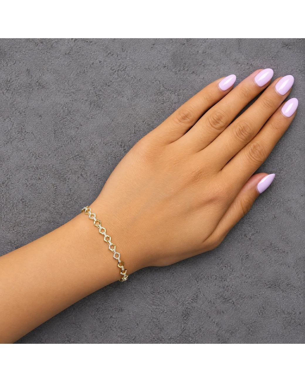 Haus of Brilliance Metallic Vermeil Diamond Geometric Link Bracelet
