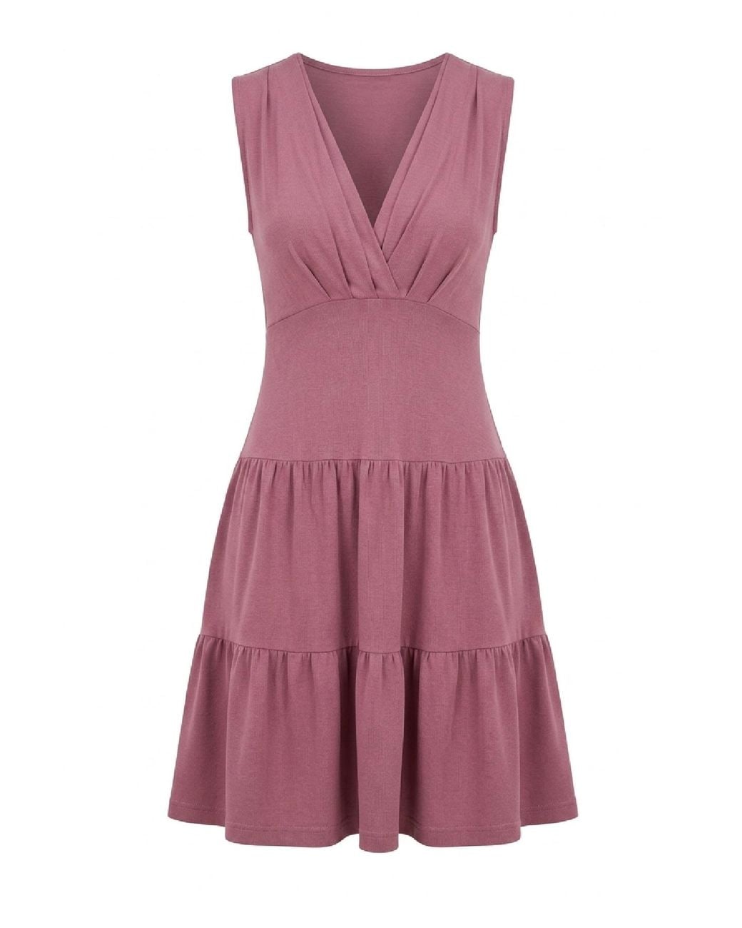 Conquista Purple Dusty Rose Sleeveless Jersey Dress