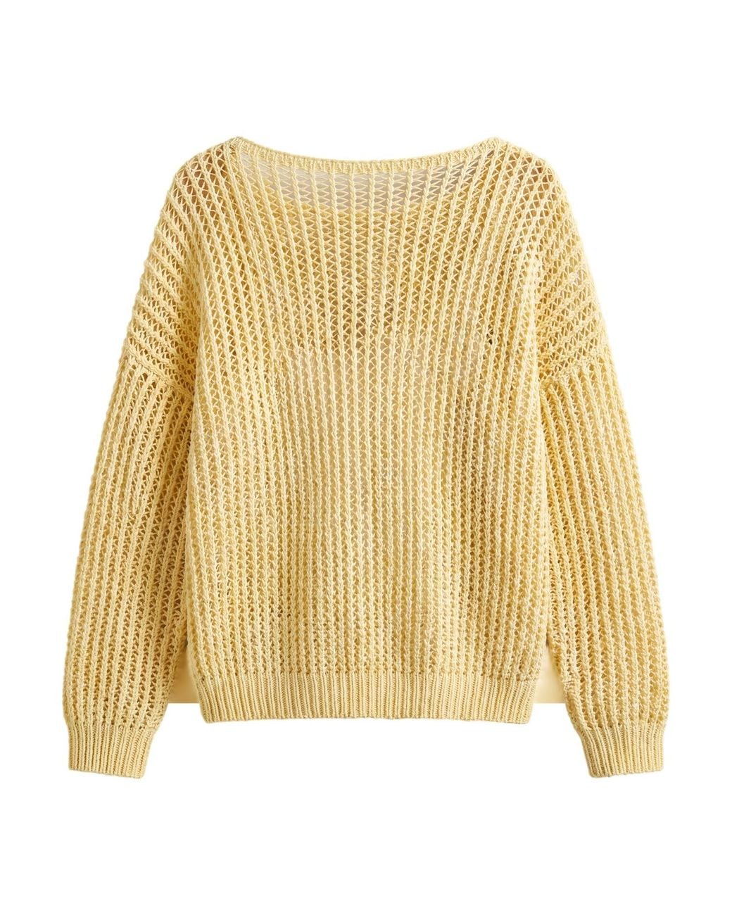 Ana Chic Yellow Lemonade Open Mesh Handmade Knitted Jumper