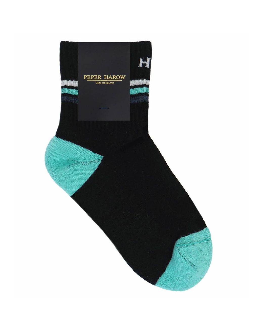 Peper Harow - Made in England Blue Quarter Crew Organic Sport Socks –
