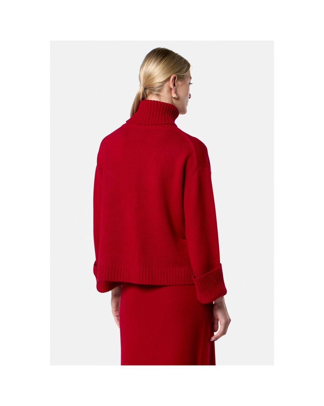 Helen Mcalinden Red Carol Chunky Ruby Cashmere Roll-Neck Sweater