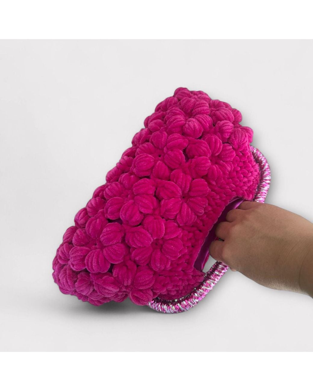 Springmoonatelier Purple Handmade Fuchsia Velvet Crochet Designer Bag – A Unique And Statement-Made Piece