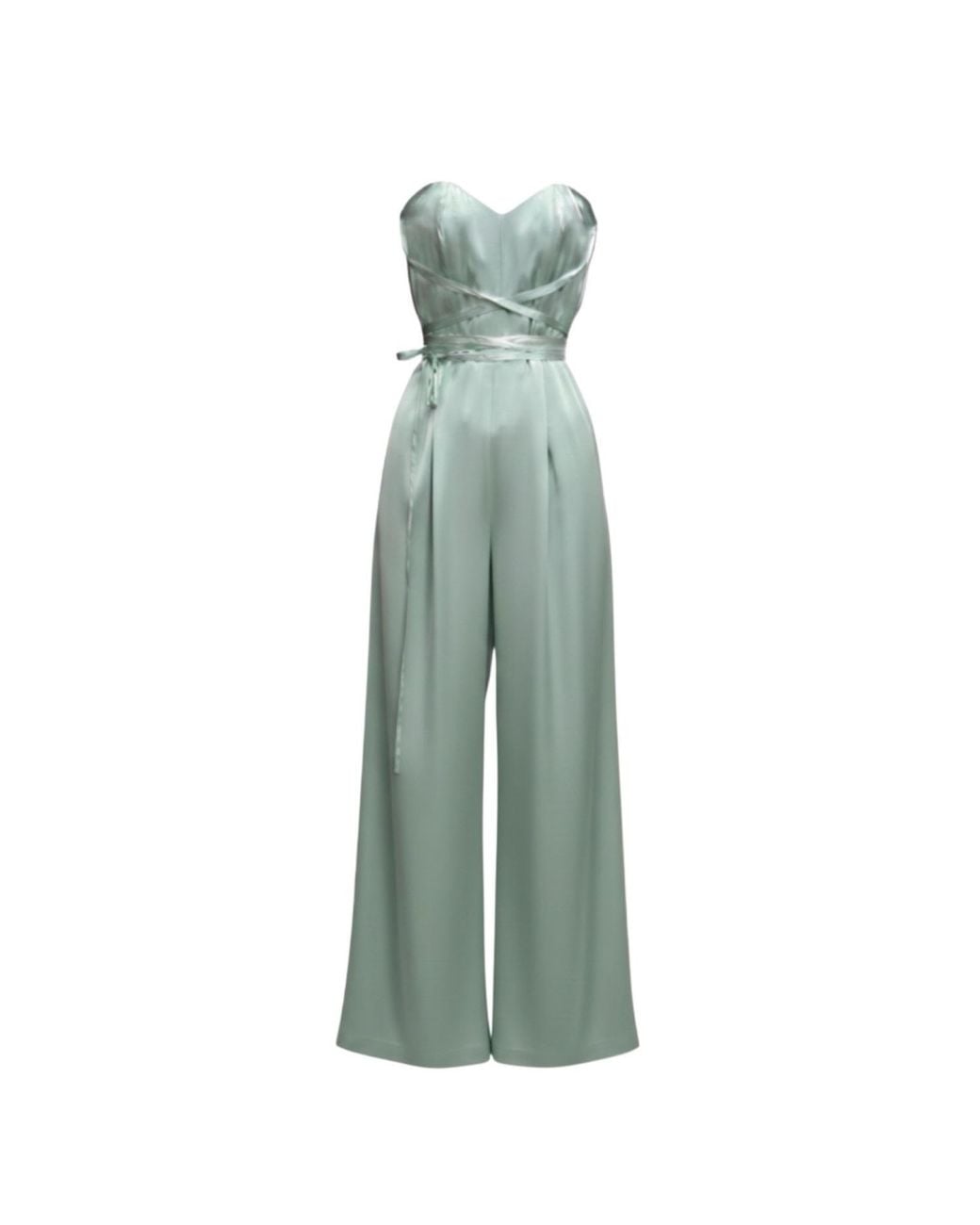 Imaatu Green Bund Mint- Silk Jumpsuit – Corseted Wide-Leg Silk Pants