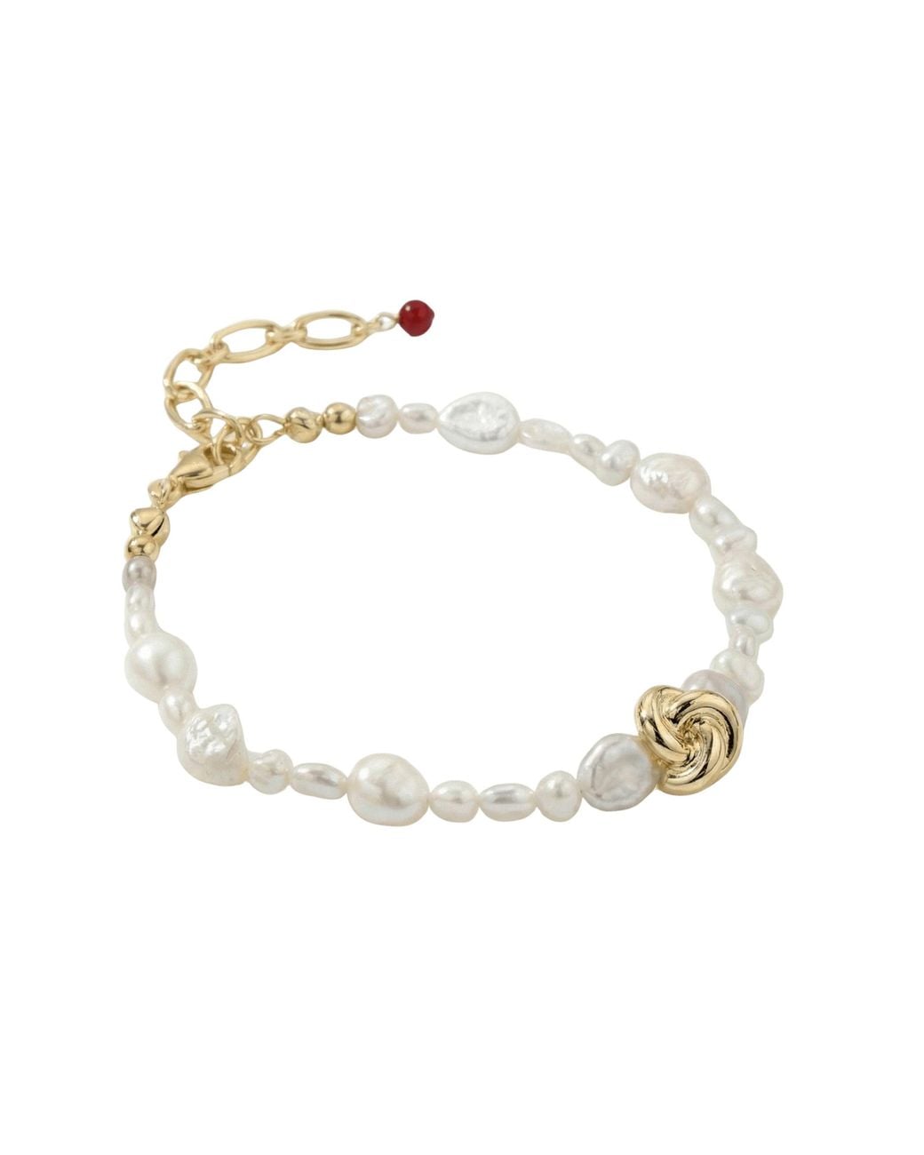 With Love Darling Metallic Knot Pearl Bracelet