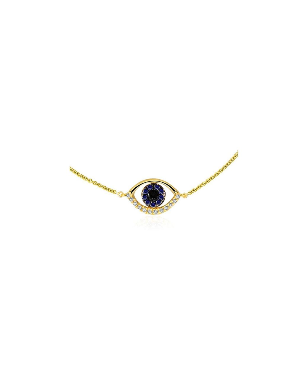 Genevieve Collection Metallic 18K Evil Eye Sapphire & Diamond Bracelet