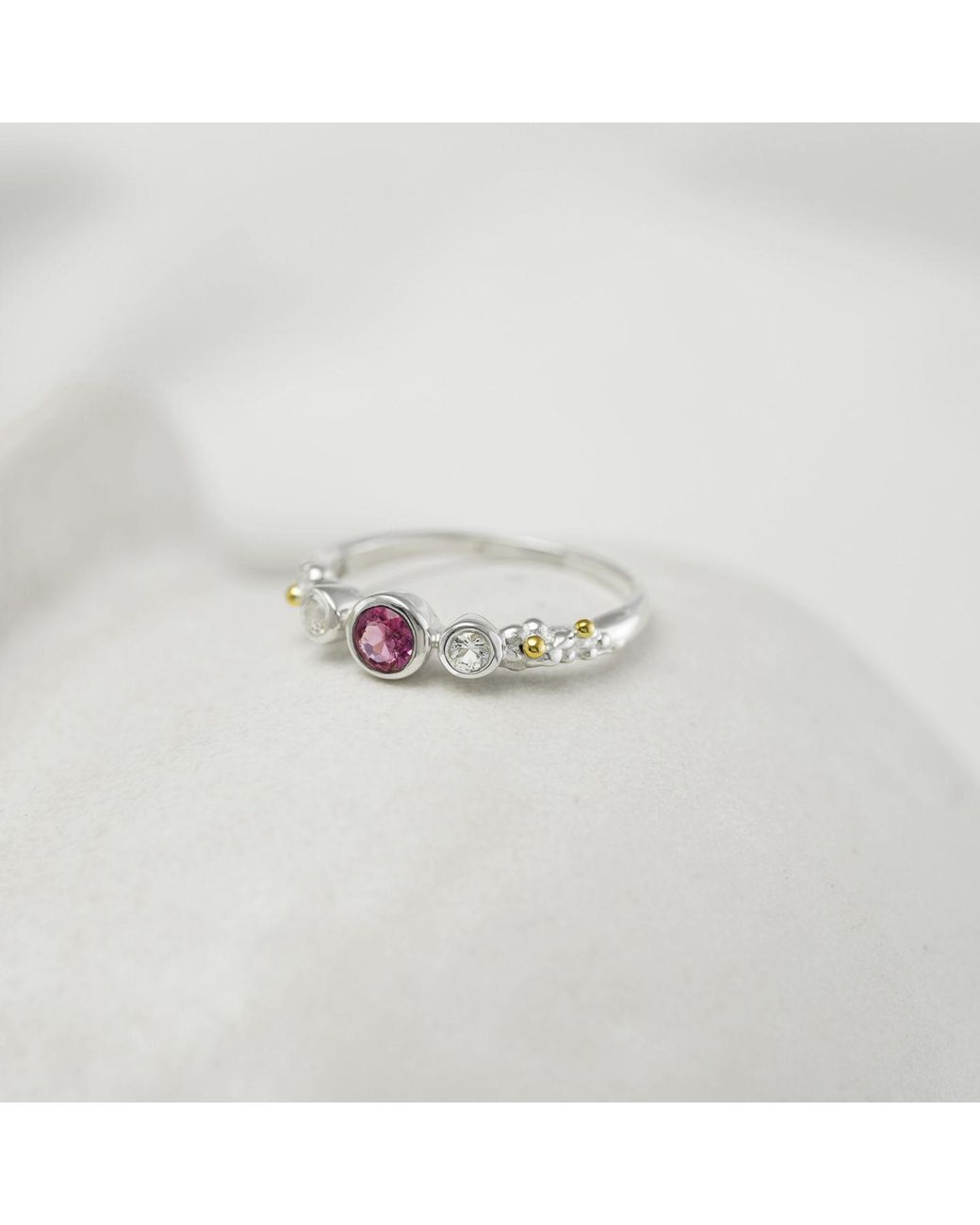 Isla Silver White Topaz & Tourmaline Ring