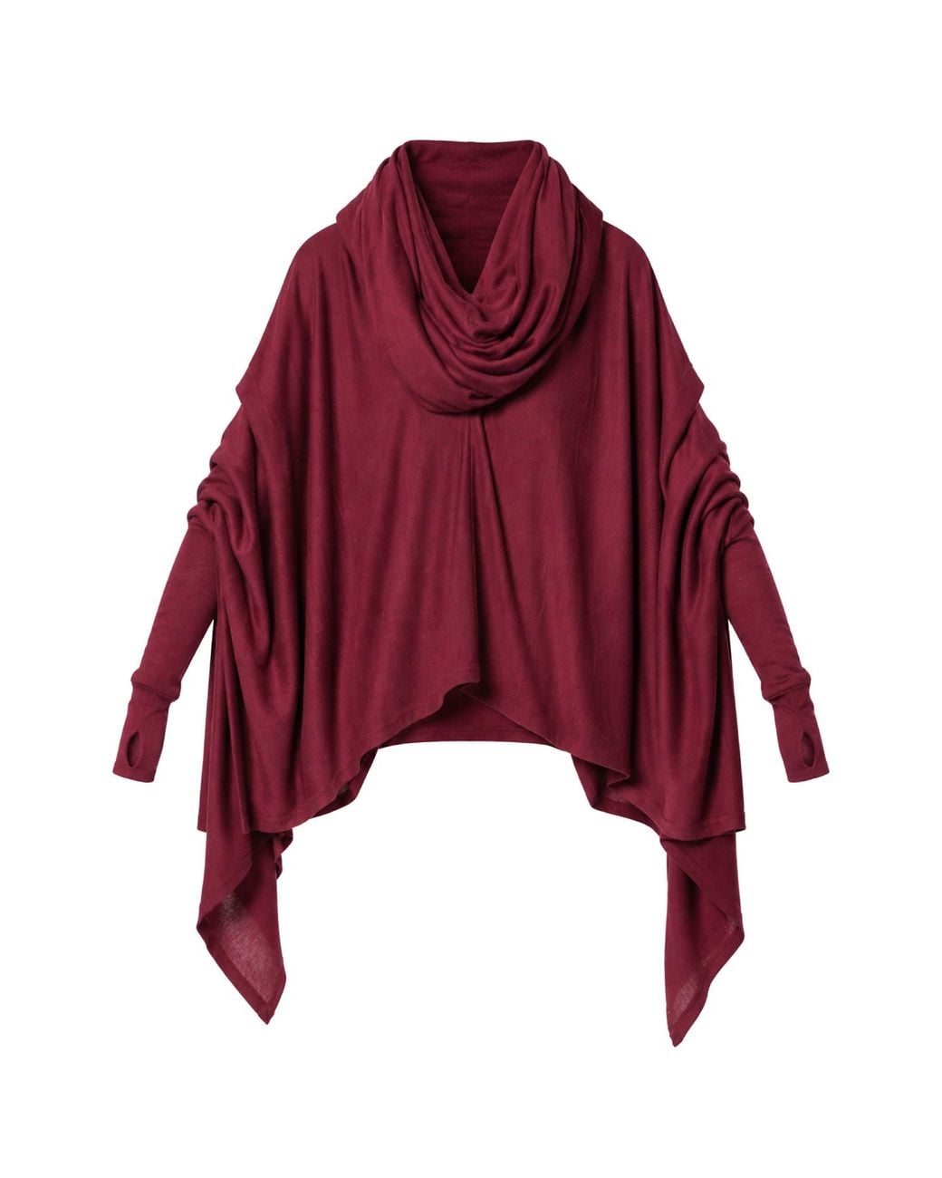 Metamorph Red Extravagant Cotton Tunic With Scarf Collar