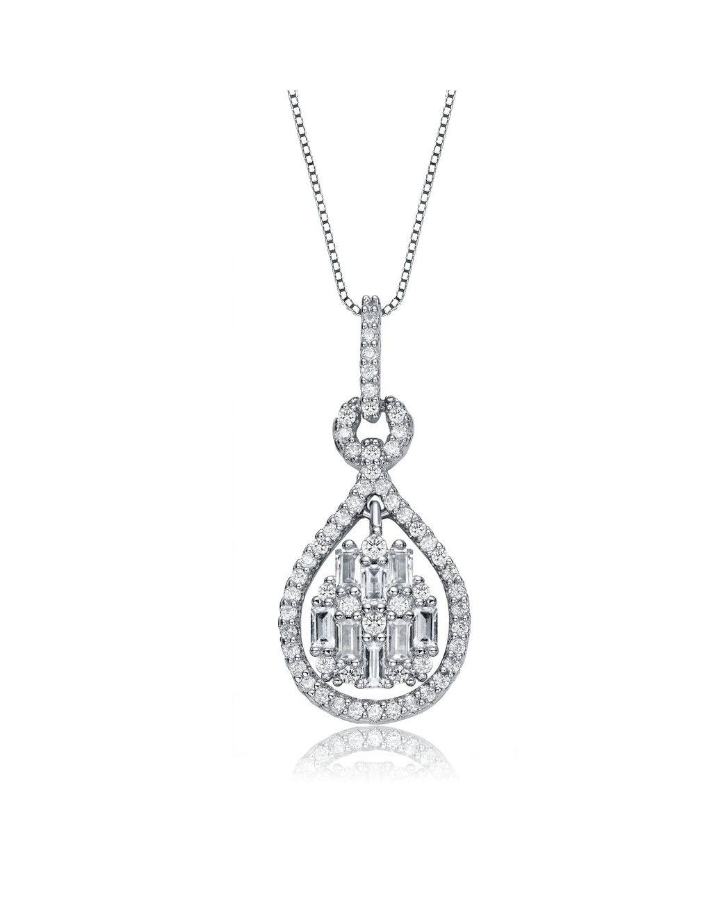 Genevive Jewelry Metallic Rachel Glauber Plated With Cubic Zirconia Door Knocker Love Knot Pendant Necklace