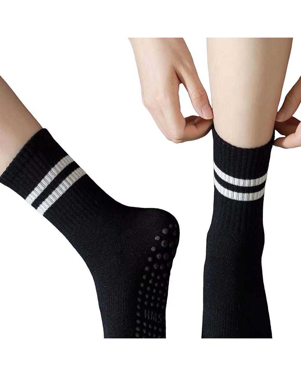 HIGH HEEL JUNGLE by KATHRYN EISMAN Black Varsity Grip Socks