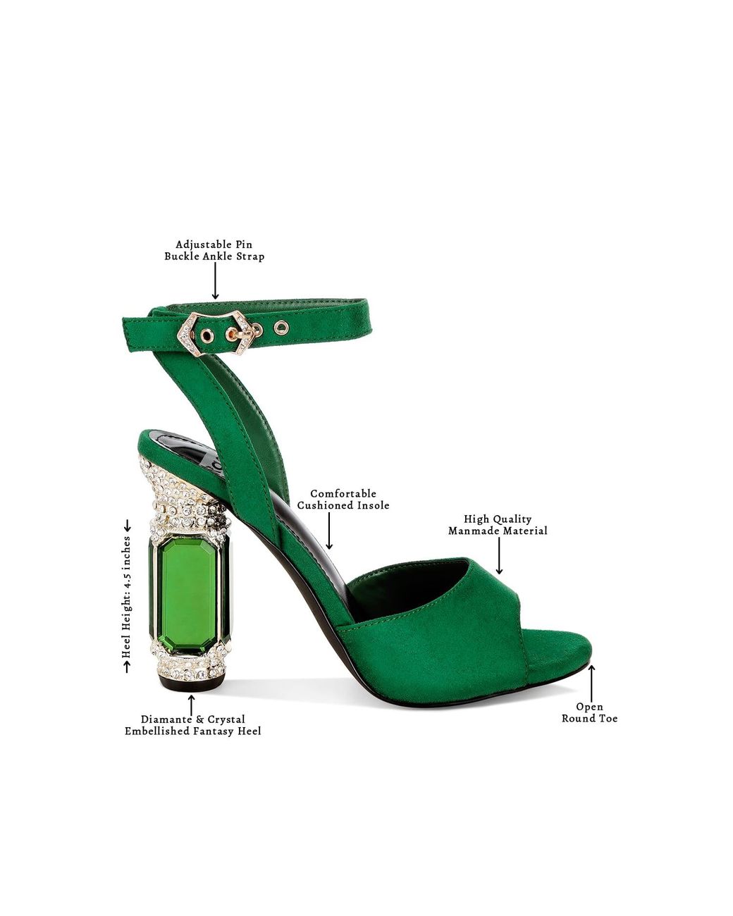 Rag & Co Black Raome Jewel Heel Sandals
