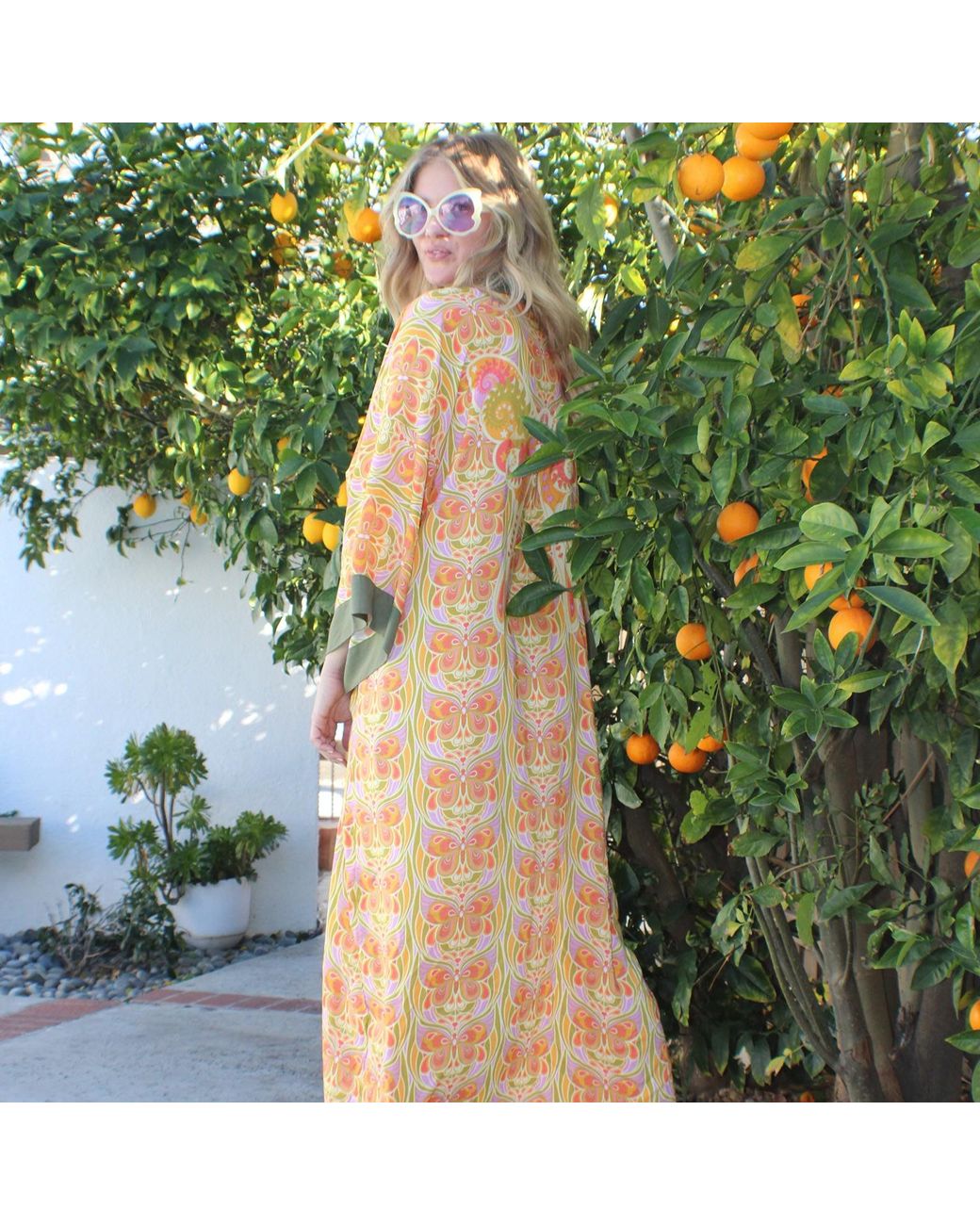 Henelle Metallic Butterfly Effect Citrus Kimono