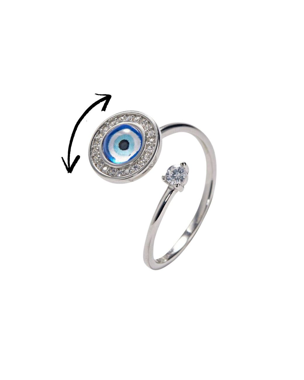 Sophelia Blue Evil Eye Fidget Spinner Friendship Sterling Ring