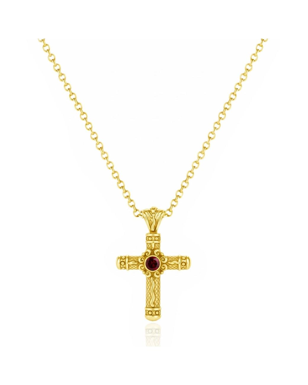 Unaloe Metallic Vermeil Ruby Cross Necklace – Luxury Religious Jewelry