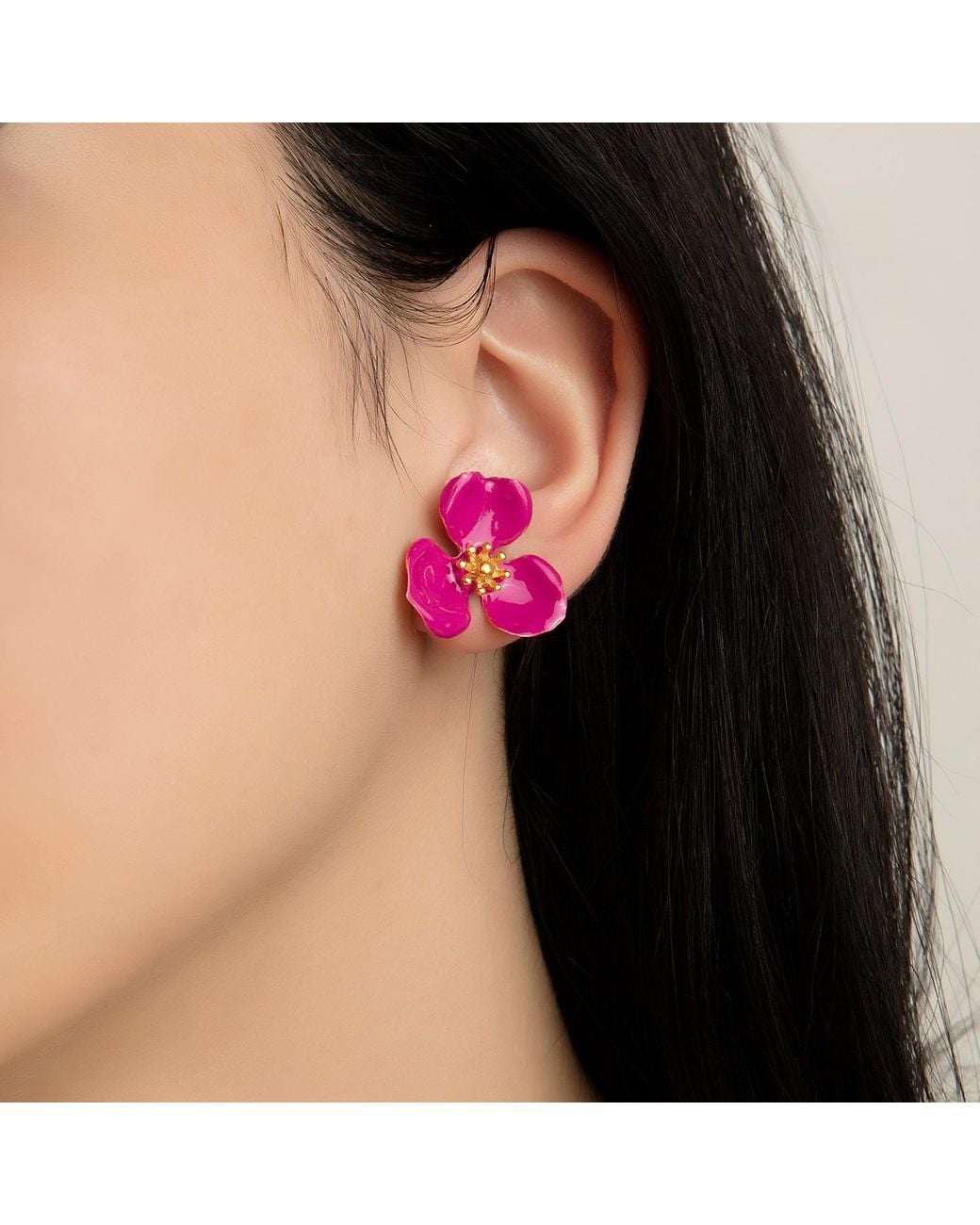 Milou Jewelry Pink Raspberry Bloom Flower Earrings