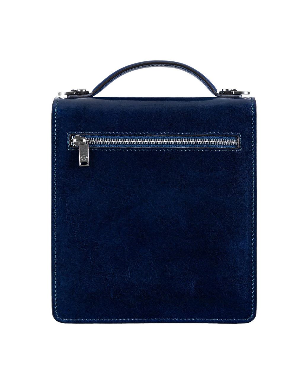 Time Resistance Blue Small Leather Briefcase For