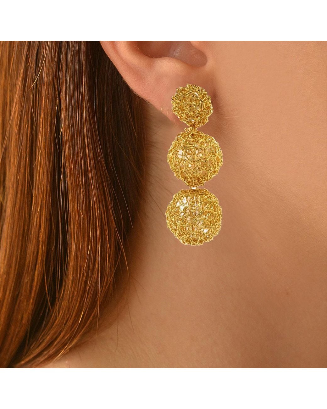 Lavish by Tricia Milaneze Metallic All Spheres Trio Handmade Earrings