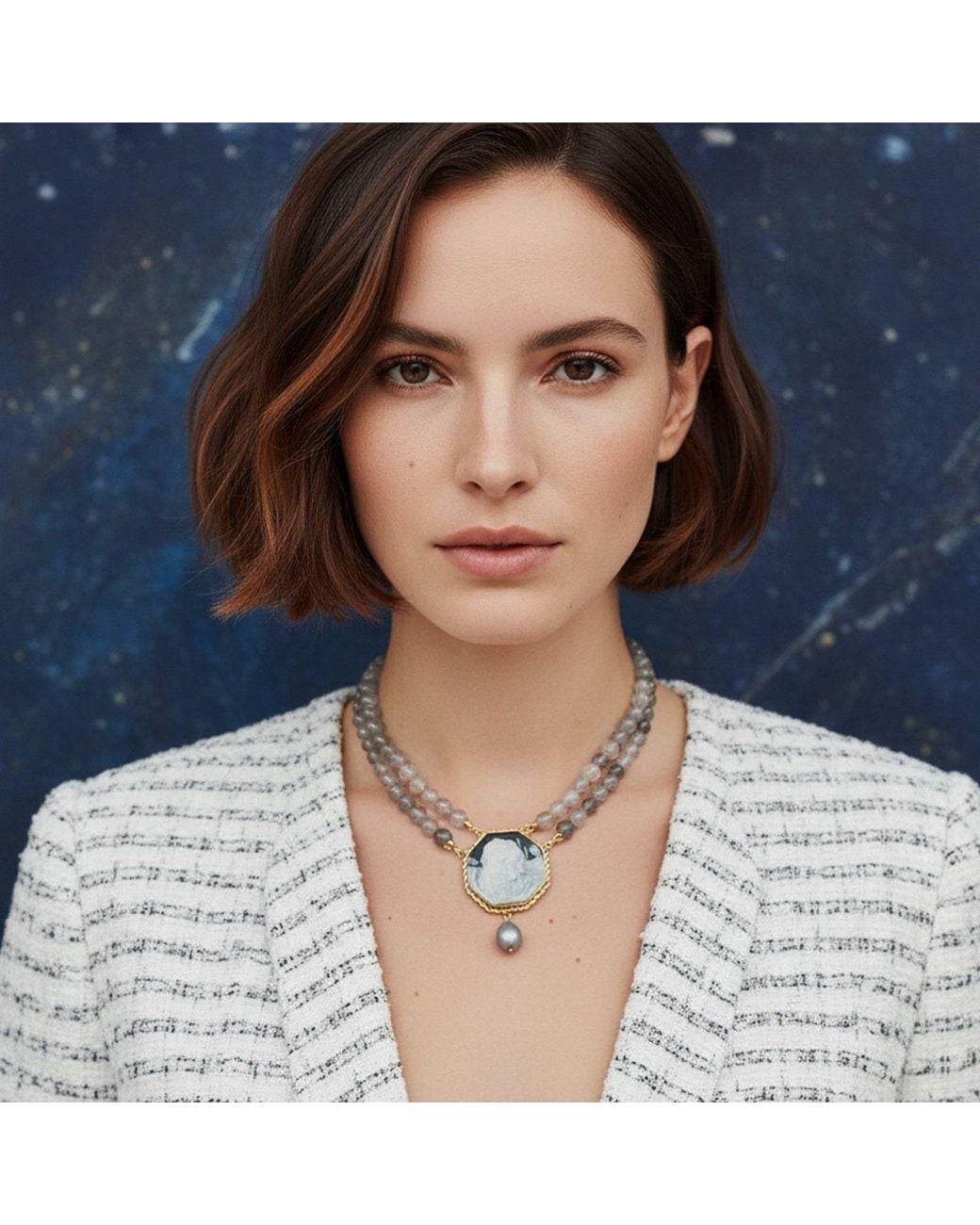 Vintouch Italy Metallic Sisterhood Cameo Necklace With Labradorite