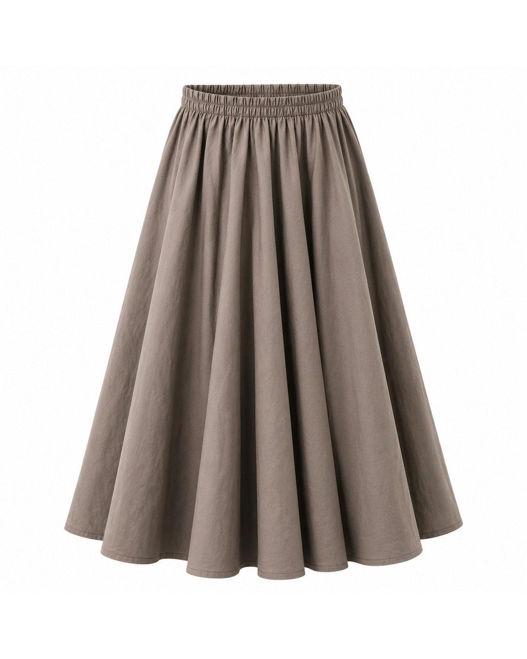 IZABELA MANDOIU Brown Elegant Chocolate Full Circle Midi Skirt With Elastic Waistband
