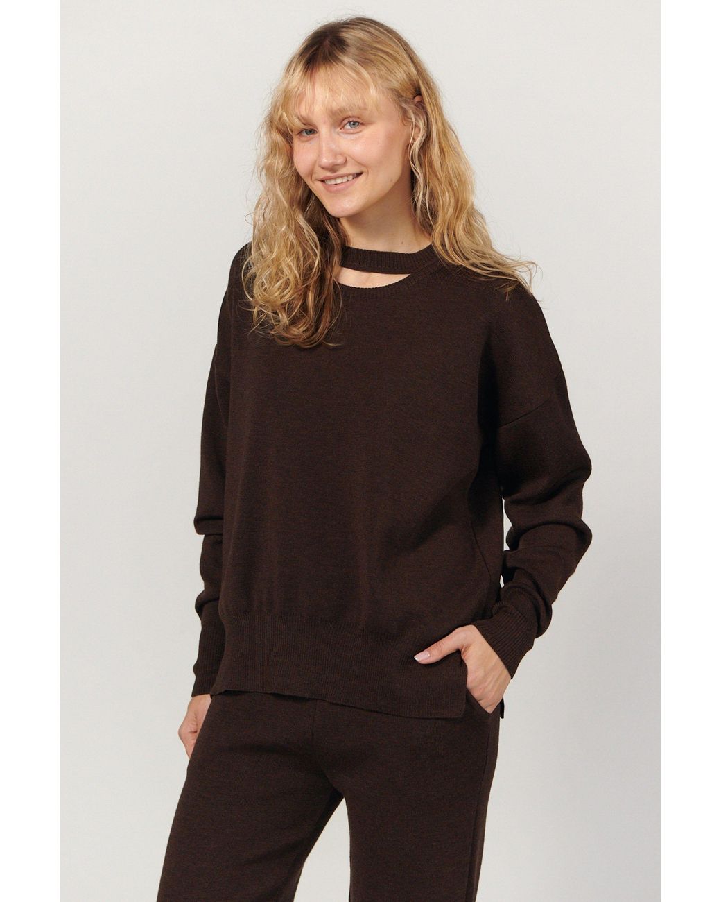 SALANIDA Brown Rotondo 100% Merino Jumper Chocolate *Limited Edition