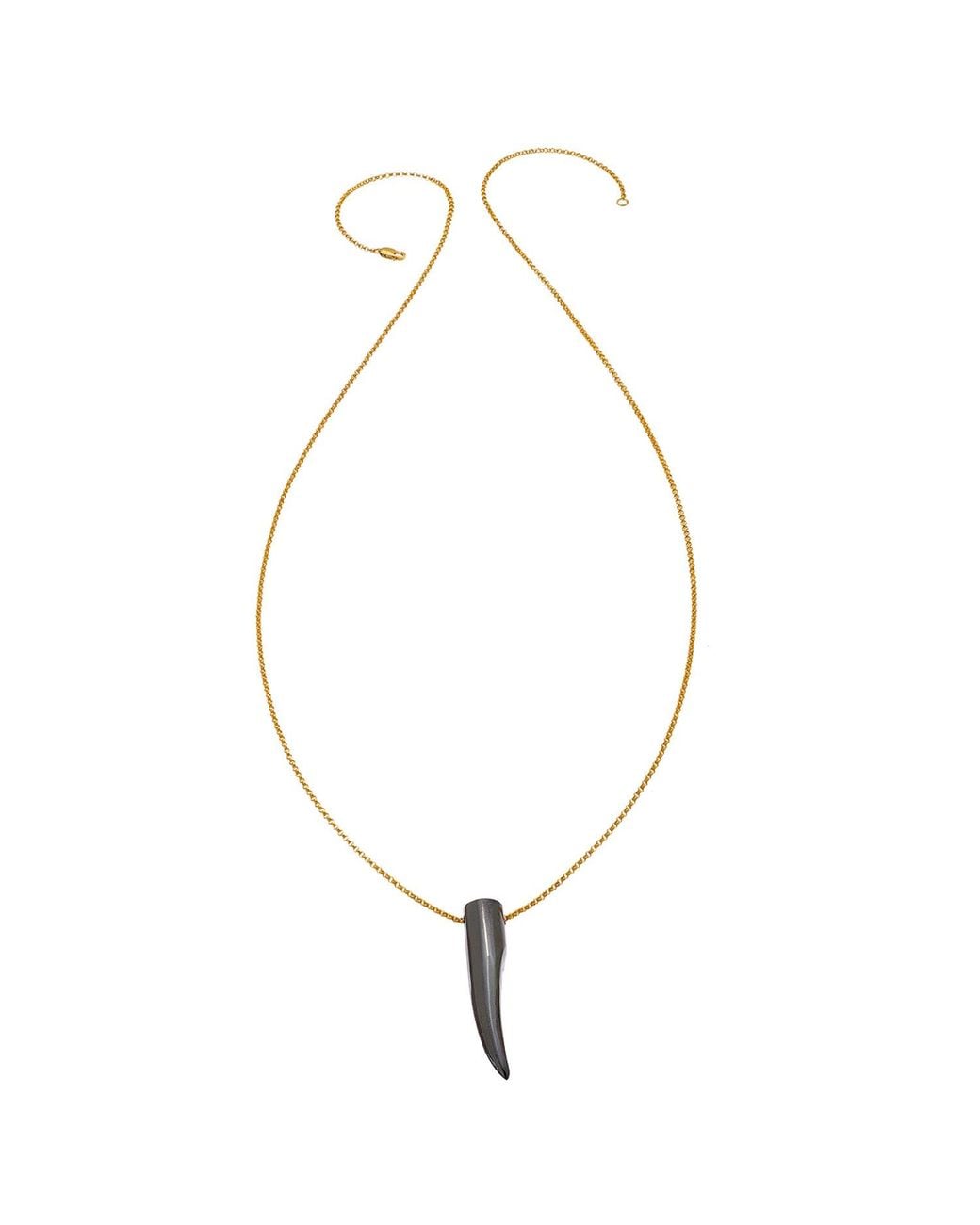 Heather Hawkins Jewelry Metallic Gemstone Horn Rolo Chain Necklace
