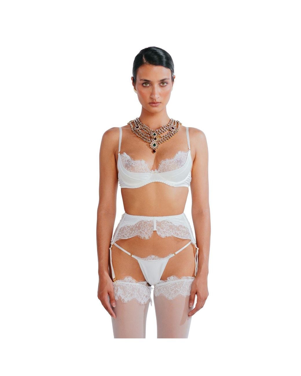 Perilla Lingerie White Grisella Bra Off