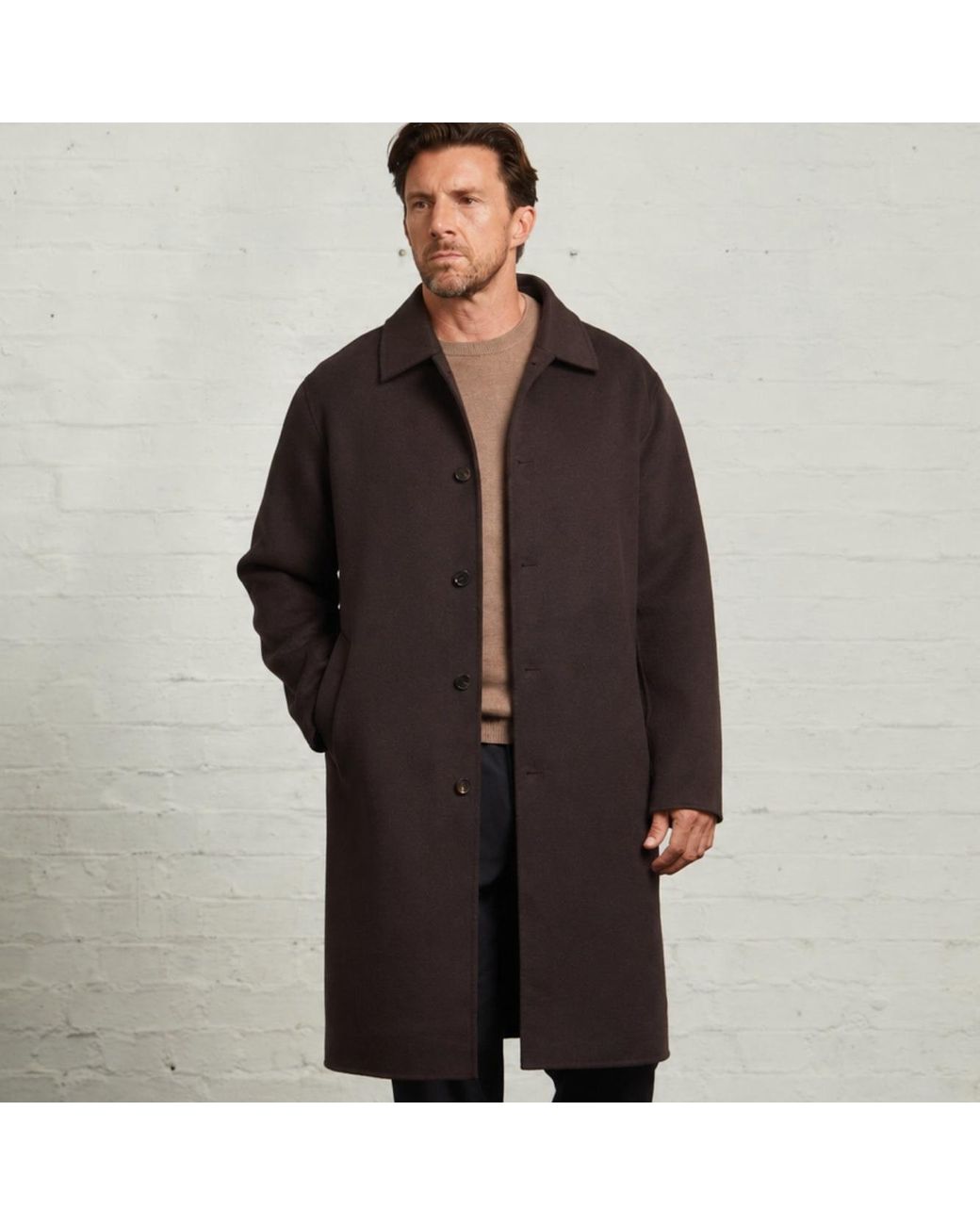 Wolves Color In Guards London Oscar Wool Blind-Seam Overcoat in Black for Men | Lyst
