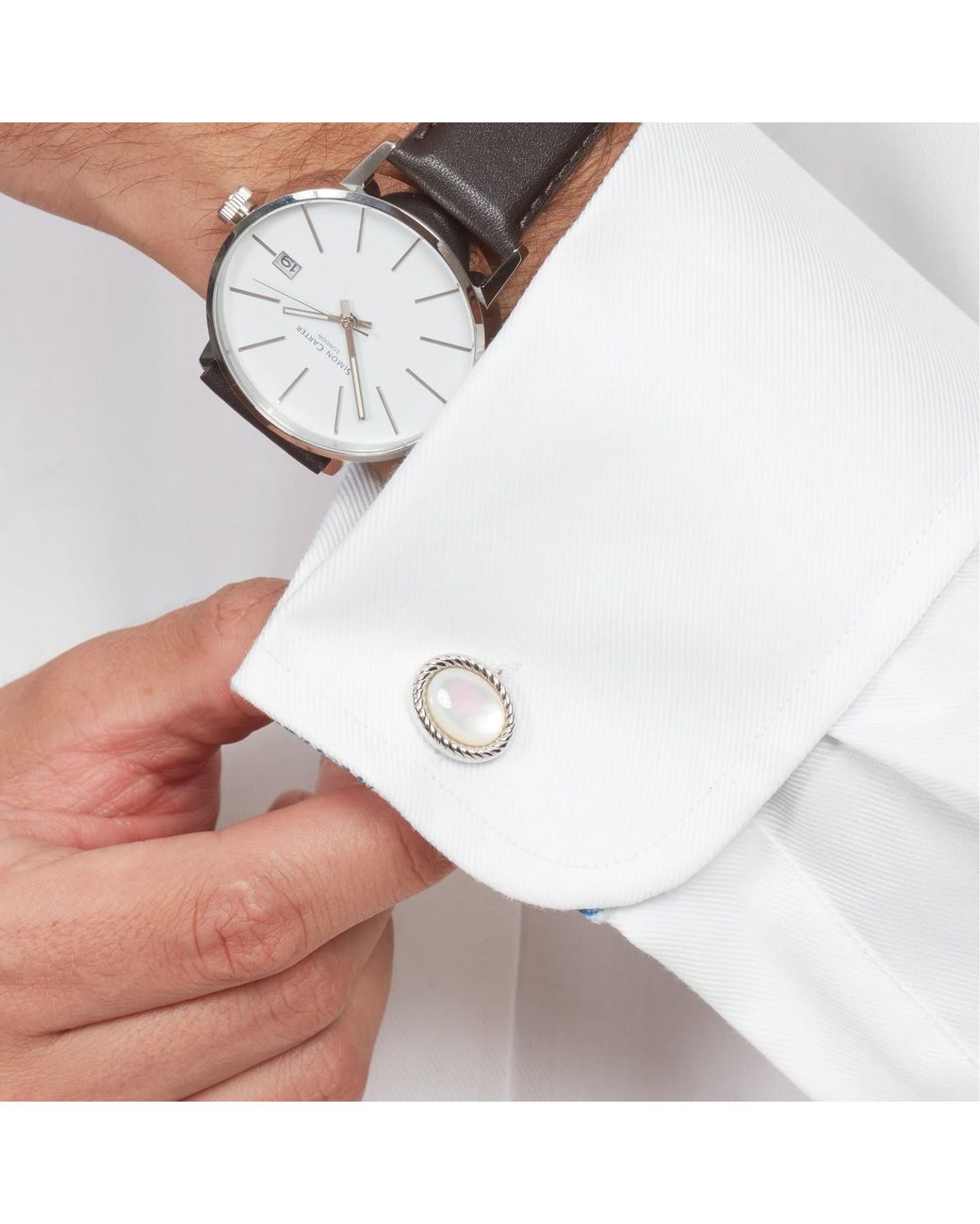 Simon Carter Metallic Charles Mother Of Pearl Cufflink for men