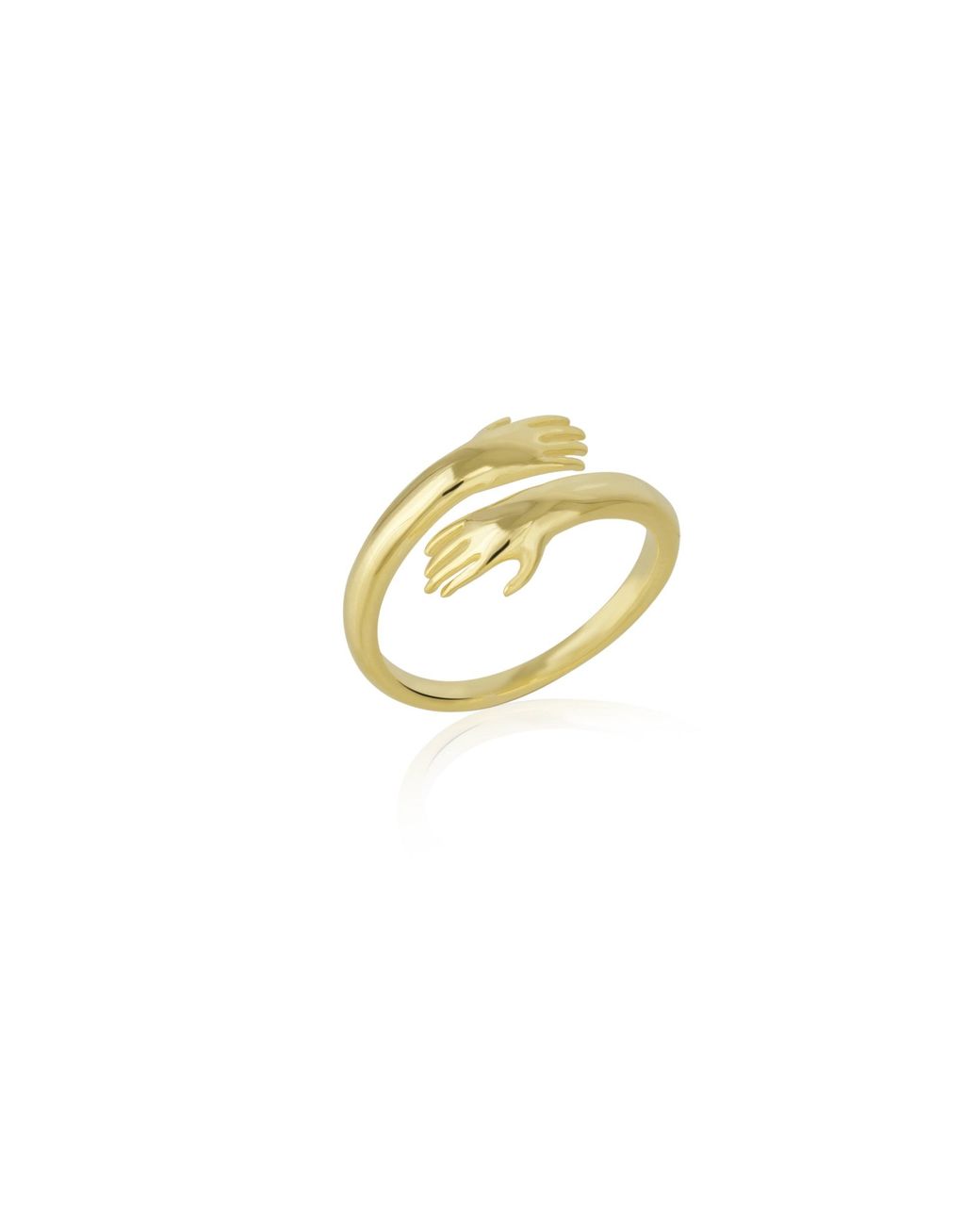 Spero London Metallic Hug Ring With Hands Sterling
