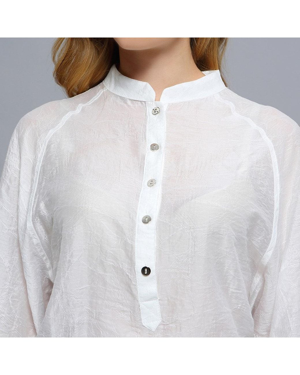 Smart and Joy White Bat Sleeves Light Shirt