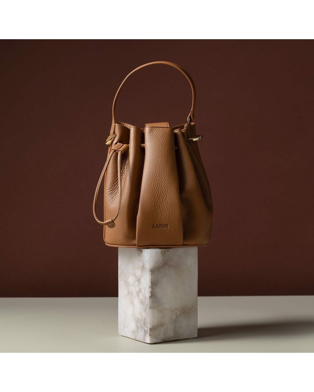 Aarni Brown Bea Bucket Bag, Cognac
