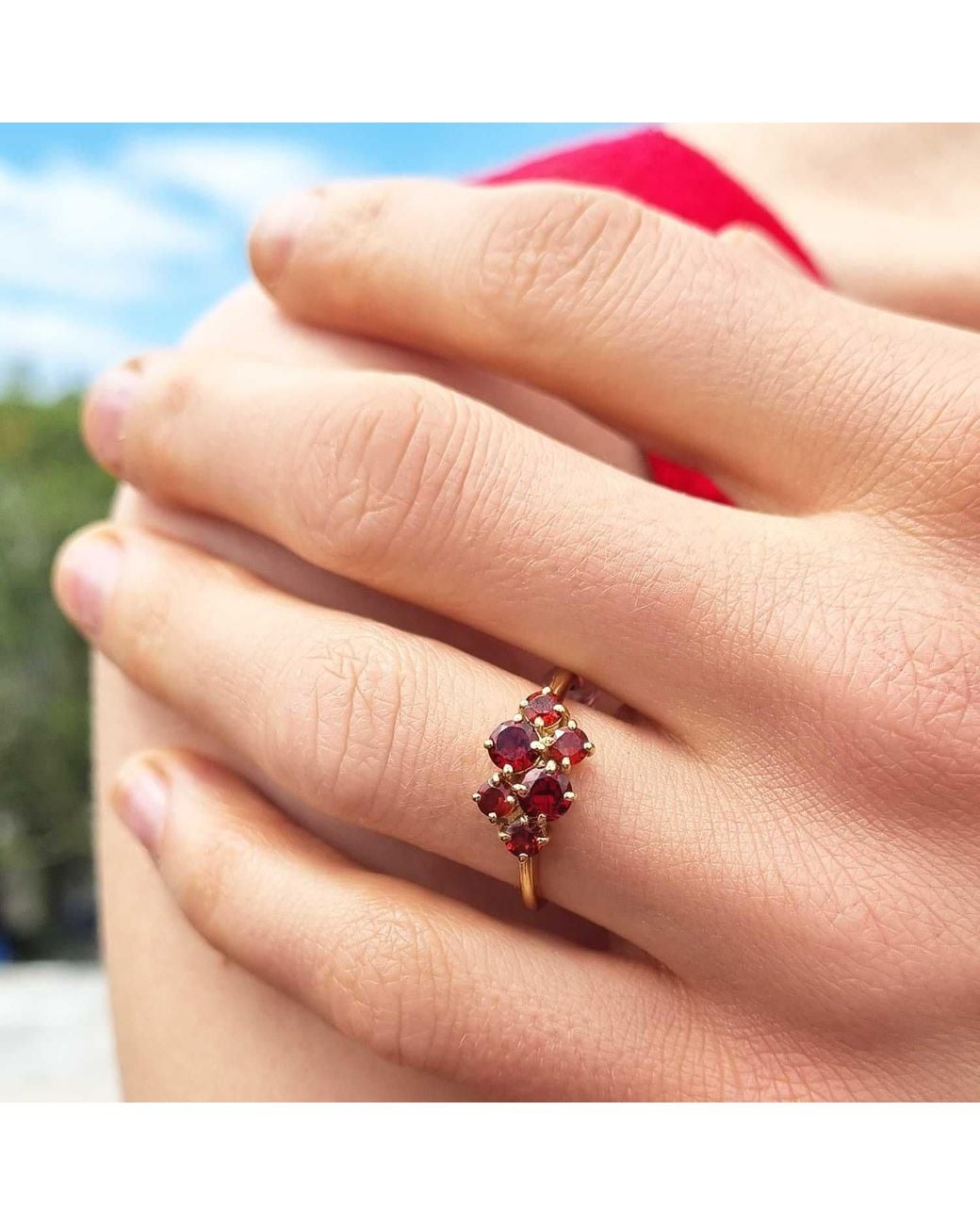 Lee Renee Red Garnet Cluster Ring