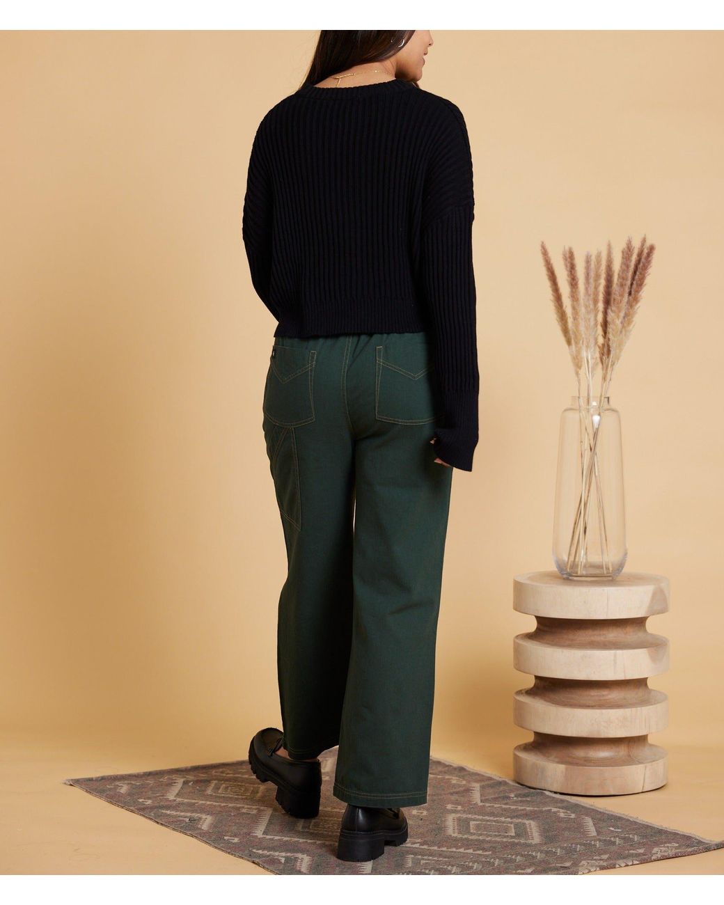 Known Supply Black Cropped Ribbed Sweater
